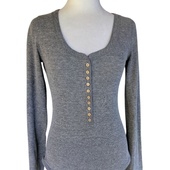 Free People Dylan Thermal Waffle Knit Henley Jumpsuit In Gray Size Medium - Picture 3 of 10